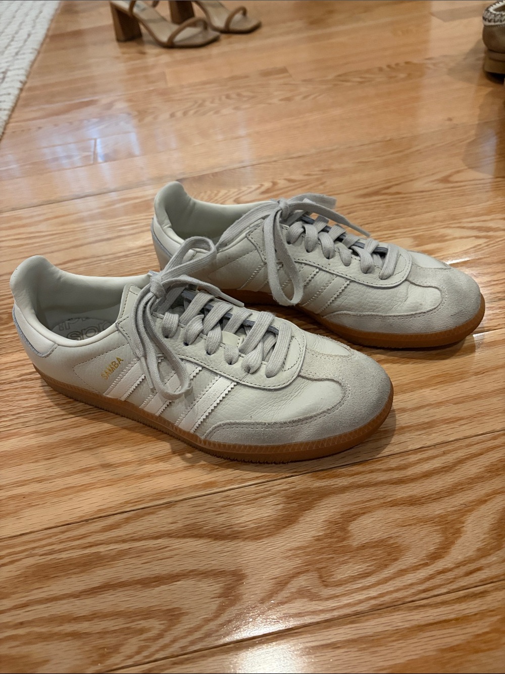 Adidas Samba Sneakers in Off-White with Gum Sole